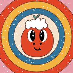 sticker of the 70s. Retro with psychedelic landscapes, vintage prints with grunge texture