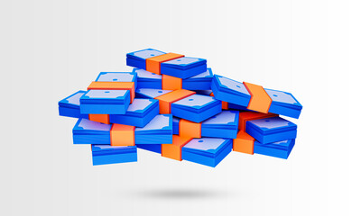 Money 3d icon. Bundle of money, banknote. business investment profit, money saving concept. Cash, bill, banknote, dollar, finance, green, investment, paper, payment. 3d rendered illustration.