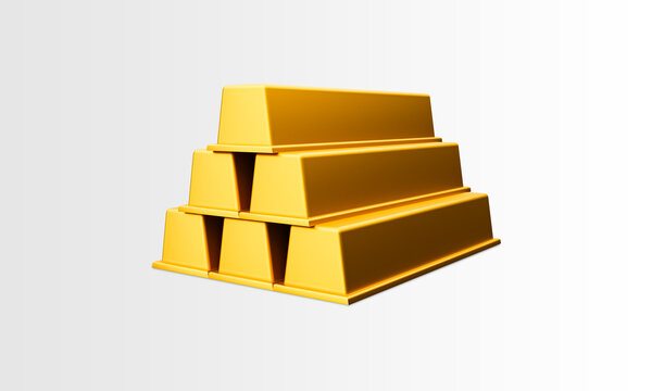 Gold bars 3d icon. Stack of gold coin bar currency market financial or investment money banking treasure wealth. 3d rendered illustration