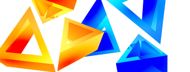 Triangle abstract background. 3d vector basic shape technology or business concept composition. Trendy techno business template for wallpaper, banner, background or landing