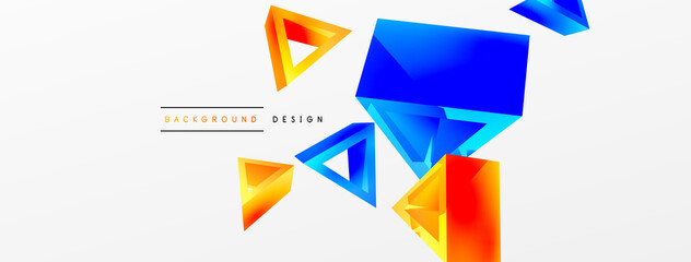 Fototapeta na wymiar Triangle abstract background. 3d vector basic shape technology or business concept composition. Trendy techno business template for wallpaper, banner, background or landing