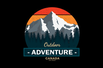 Outdoor Adventure Canada Retro Design Landscape