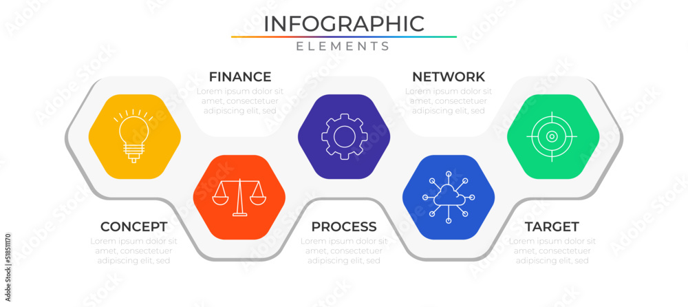 Wall mural polygonal infographic elements concept design vector with icons. business workflow network project t
