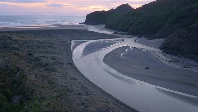 Aerial: Bethells beach, west coast, New Zealand