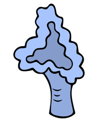 SSoft coral. Sarcophyton with wavy edges. Leathery coral. Marine invertebrate organism. Color vector illustration. Cartoon style. Isolated background. An idea for web design.