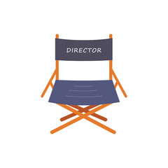 A director movie chair on isolated white background. Colored vector flat illustration