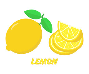Lemon citrus fruit. Color vector illustration. Isolated on white background. Vector AI + 10 EPS	