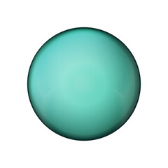 Glass blue ball or precious pearl. Glossy realistic ball, 3D abstract vector illustration highlighted on a white background. Big metal bubble with shadow