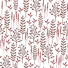 Floral seamless pattern with delicate colorful leaves, watercolor print for textile, wallpaper or wrapping paper.