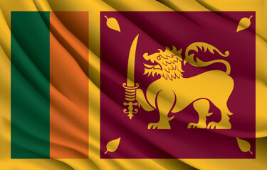 srilanka national flag waving realistic vector illustration