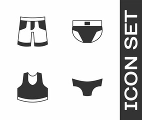 Set Men underpants, Short or, Undershirt and icon. Vector