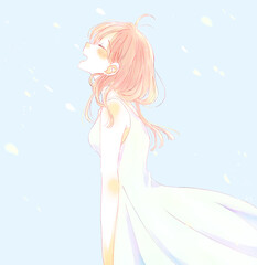 笑顔のワンピースの女性