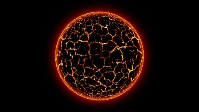Rotaing Red planet or Red Dwarf star dying - 3D animation . Hot lava on the planet. Seamless loopable animation.