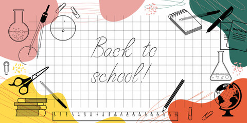 Fototapeta premium school banner with abstract spots and lines