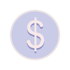 Coin with dollar sign semi flat color vector object. Cash money. Savings and earnings. Full sized item on white. Finance simple cartoon style illustration for web graphic design and animation