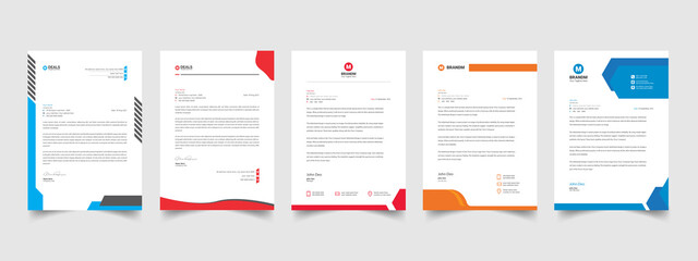 modern creative & clean business style letterhead bundle. company official unique shape layout advertising promotional minimal editable vector illustrator.  © plus _ stocks