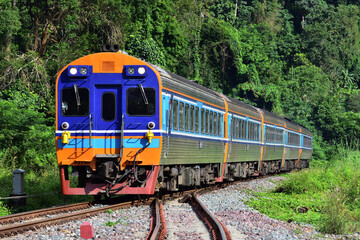 Obraz premium Diesel railcar on the railway in Thailand