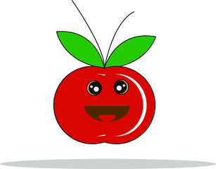 red tomato with leaf