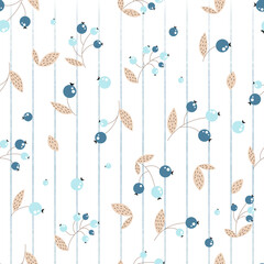 Autumn berries pattern, seamless pattern with leaves and berries, fall, fall pattern, berries on a twig