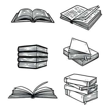 set of book hand drawn illustration vector
