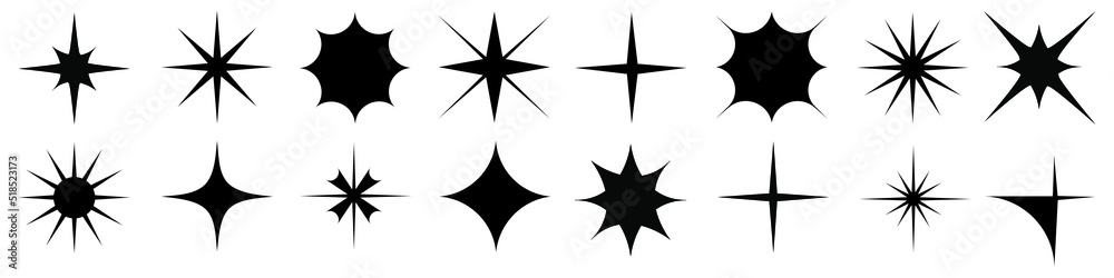 Wall mural sparkles icon vector set. star element illustration sign collection.