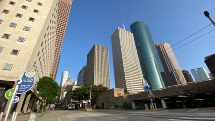 HOUSTON, TEXAS - March, 2022: Houston city downtown empty area.