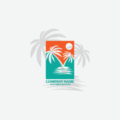 Palm trees silhouette emblems.summer logo. logo travel company, travel agency. Vector illustration. icon sign. design element