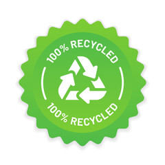 Recycled badge label vector illustration.