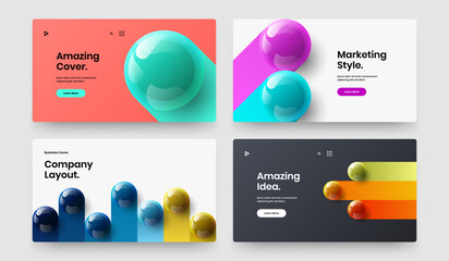 Multicolored banner design vector illustration collection. Simple realistic spheres handbill template set.