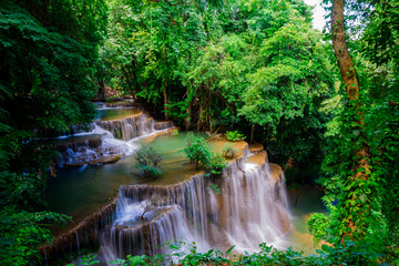 Huay mae khamin waterfall kanchanaburi thailand