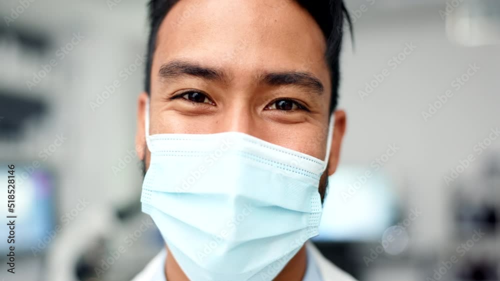 Poster portrait of a research scientist wearing a face mask to protect against corona. closeup of a patholo