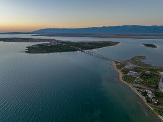 Croatia - Vir island from drone view at sunset time