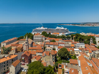 Naklejka na ściany i meble Croatia - Amazing and historic Zadar in heart of Dalmacia from drone view