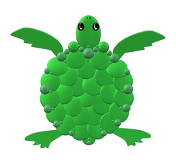 Green turtle on a white background. 3D Render