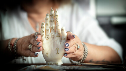 Concept of psychic advisor or ways of divination with cards.