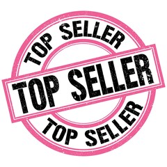 TOP SELLER text on pink-black round stamp sign