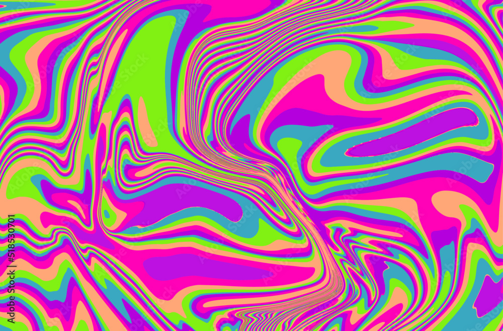 Poster the 1970s-style wavy retro background in a psychedelic bright acidic colors.