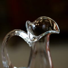 translucent antique glass close-up in a luxury interior. bohemian glass closeup