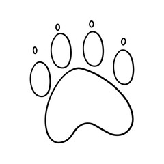 Monochrome picture, Large paw print of an animal, vector illustration in cartoon style