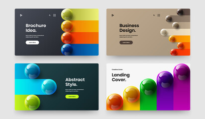 Modern realistic spheres banner illustration collection. Fresh pamphlet vector design layout composition.