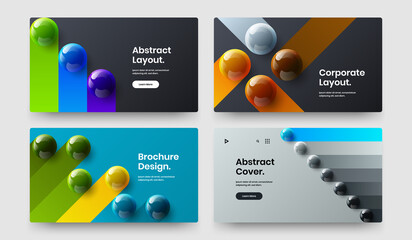 Minimalistic realistic balls brochure concept composition. Isolated catalog cover vector design template bundle.