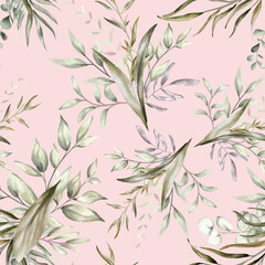 vintage seamless pattern with elegant hand drawing floral