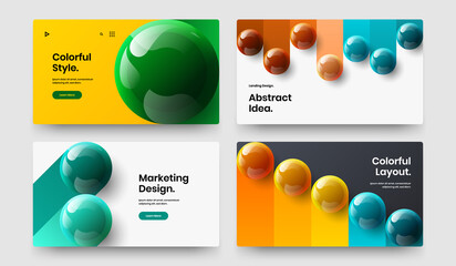 Unique front page vector design layout collection. Original 3D balls catalog cover template bundle.