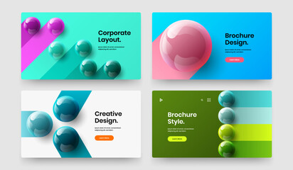 Geometric 3D balls corporate brochure layout set. Creative presentation design vector template composition.