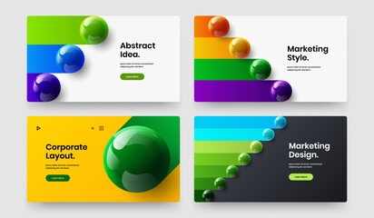 Bright 3D balls corporate identity illustration composition. Premium banner design vector layout set.