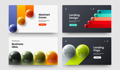 Minimalistic company identity design vector layout set. Creative realistic spheres placard template collection.