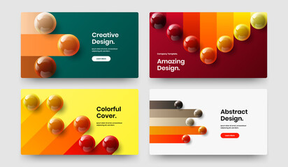 Premium placard vector design concept composition. Bright realistic balls presentation layout collection.