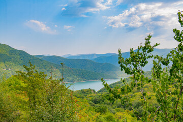 beautiful mountain landscape and sky with clouds