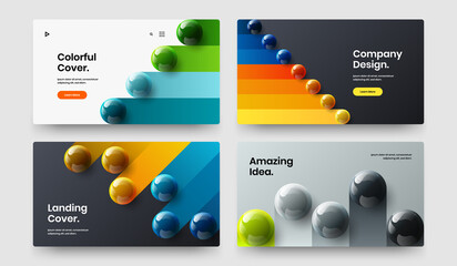 Minimalistic brochure vector design template composition. Colorful 3D balls postcard concept collection.