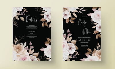 beautiful brown floral invitation card template